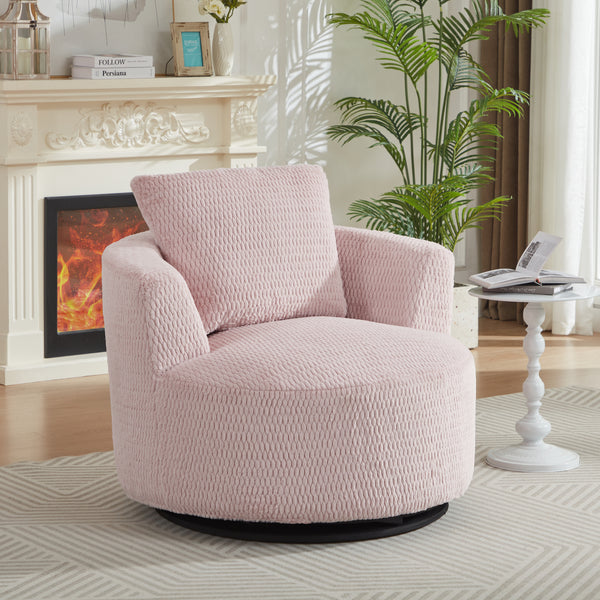 Accent Chair Swivel 360 Degree Faux Fur Pink Pocket Spring No Assembly