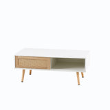 Solid Wood Coffee Table with Storage White