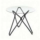 Glass Dining Table Black 39"