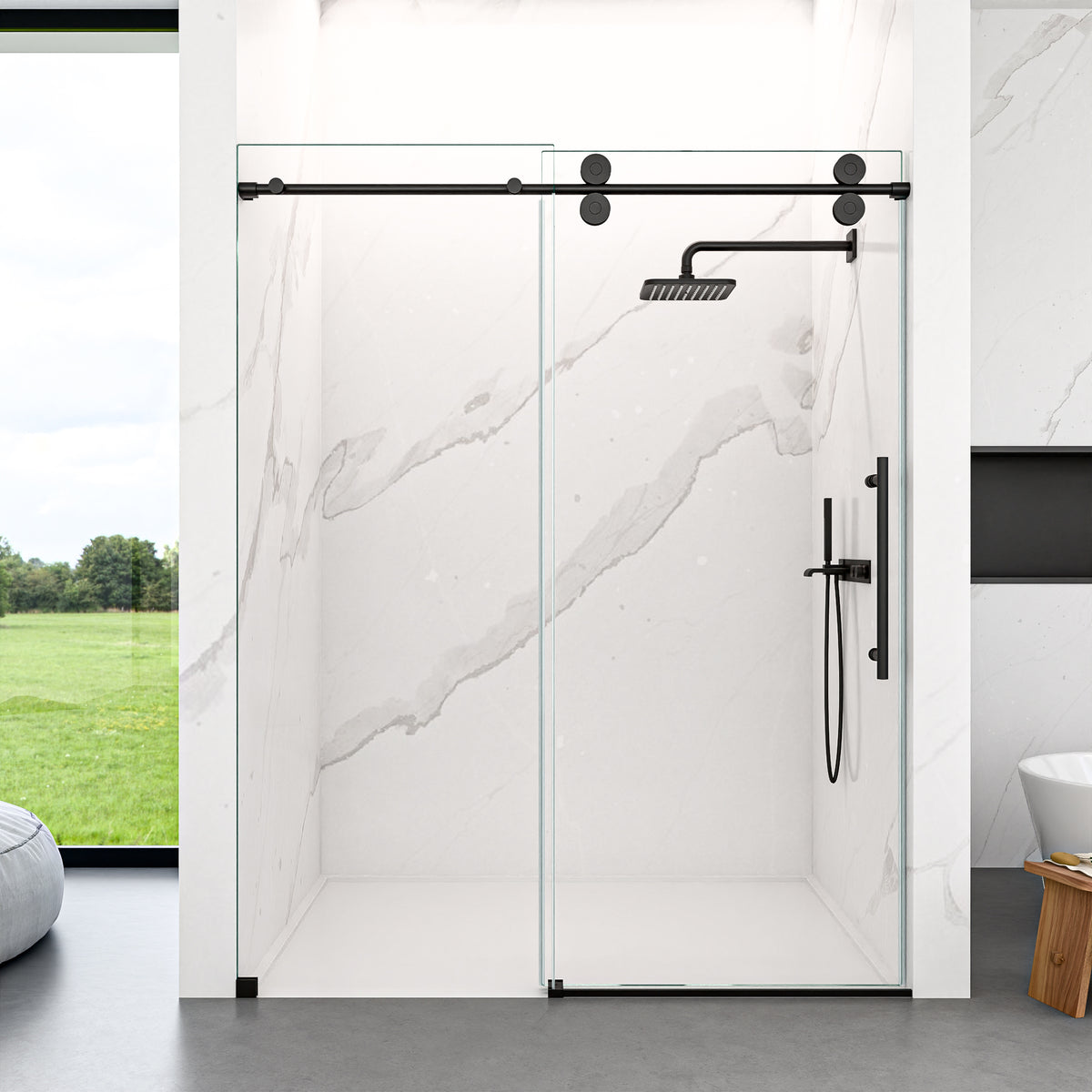 44"-48"W*76" H Frameless Single Sliding Shower Door
