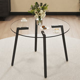 Glass Dining Table Black/Transparent 46"