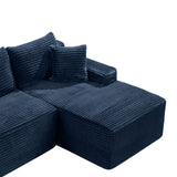 L-Shape Modular Corduroy Sectional Sofa with Chaise Blue 94"