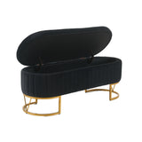 Storage Bench Bedroom Bench, Velvet Oval Upholstered End of Bed Bench