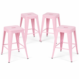 24" Counter Height Bar Stools Set of 4, Pink Metal