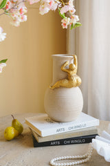 Abstract Gold Figurine Accent Vase 6.9" x 11.4