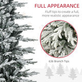 HOMCOM 6ft Tall Prelit Artificial Christmas Tree Holiday Décor with 636 Snow Flo