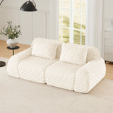 Sectional Sofa Modular Flannelette Cream Deep Seat 2 Seat No Assembly