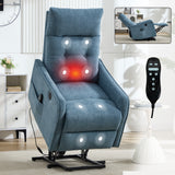 Blue Chenille Power Lift Recliner Chair with Massage Heat