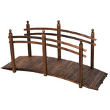 7.5' Fir Wood Garden Bridge Arc Walkway with Railings Brown