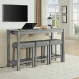 Solid Wood Bar Table Set Grey