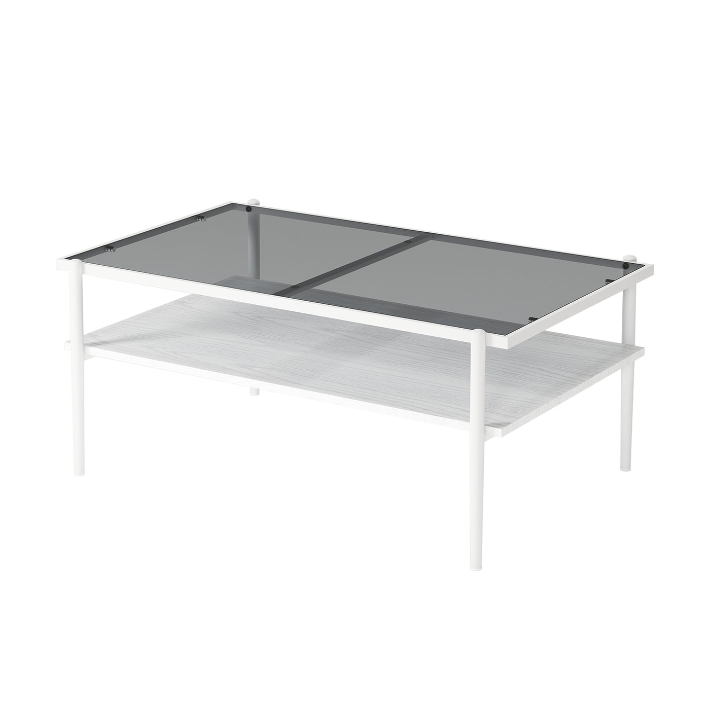 Modern Rectangular Glass Coffee Table with MDF Base