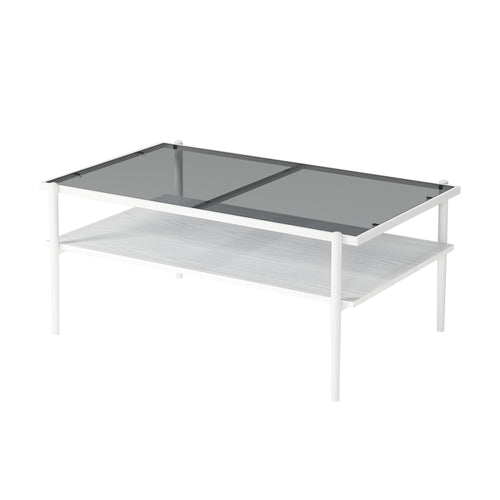 Modern Rectangular Glass Coffee Table with MDF Base