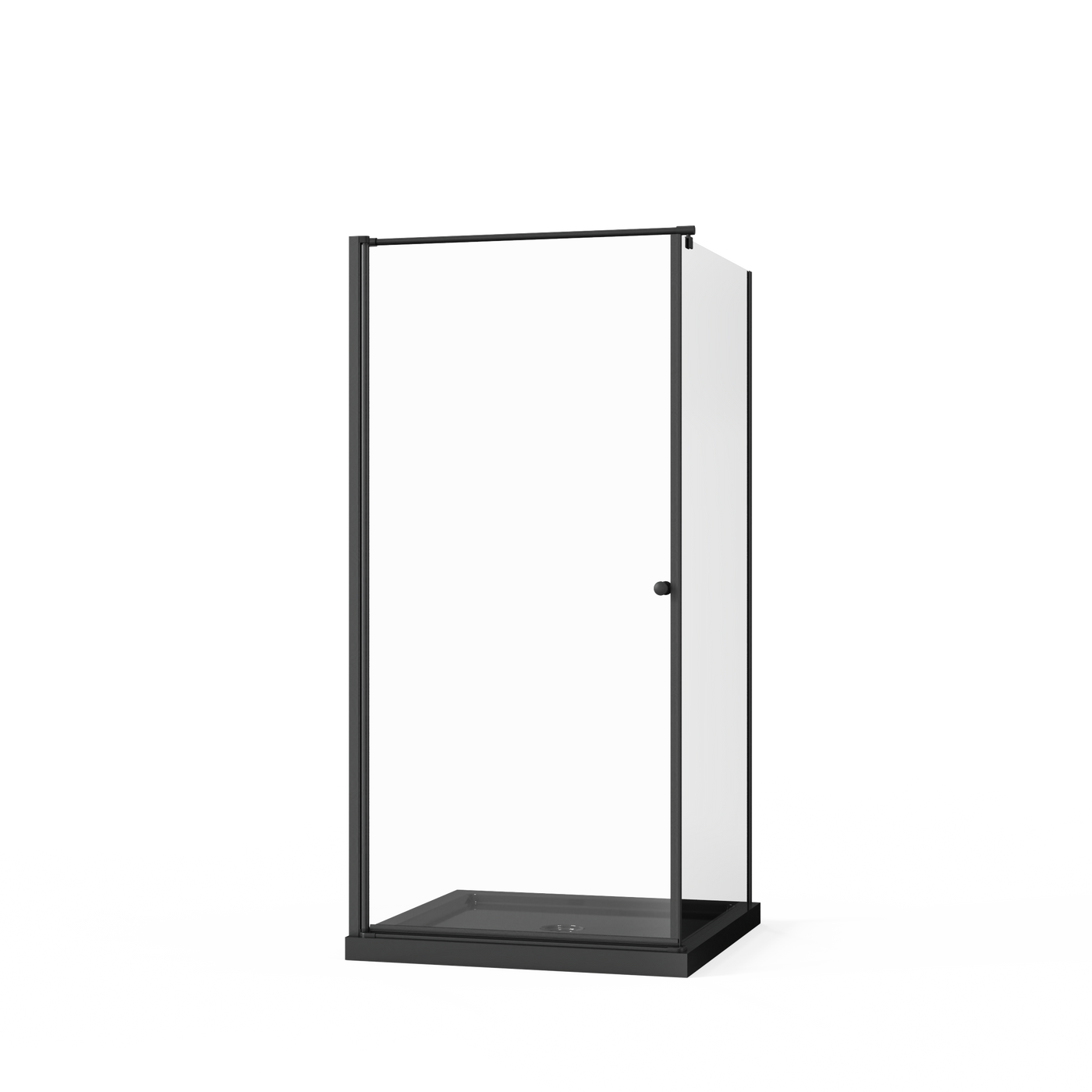 36x36x72 Frameless Pivot Corner Shower Enclosure Black Tempered Glass
