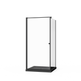 36x36x72 Frameless Pivot Corner Shower Enclosure Black Tempered Glass