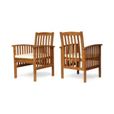 Rustic Acacia Wood Dining Chair Set with Cushions, 2 Piece, Brown
