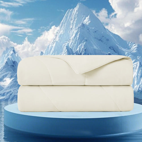 Cooling Comforter 60x90" - Nylon-Spandex, Ivory, Wave Quilting