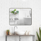 24x36 Black Rectangular Metal Frame Wall Mirror