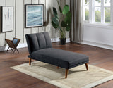 Black Polyfiber Adjustable Chaise Lounge with Wood Legs