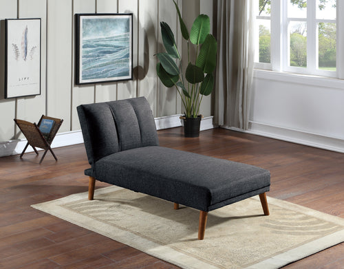 Black Polyfiber Adjustable Chaise Lounge with Wood Legs