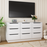 9-Drawer Engineered Wood Dresser White 63"