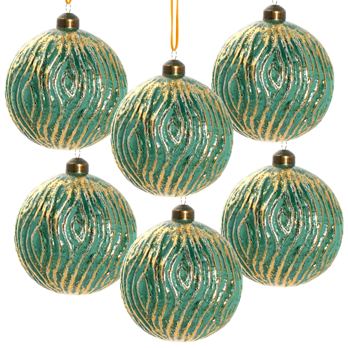 3.9" Glass Christmas Ball Ornaments, Set of 6 Holiday Decorations
