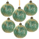 3.9" Glass Christmas Ball Ornaments, Set of 6 Holiday Decorations