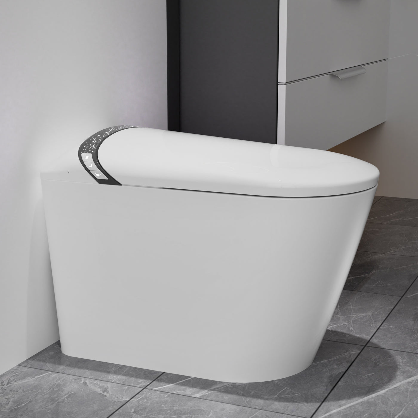 Elongated Smart Toilet with Bidet Built In, Tankless, Auto Open/Close, White