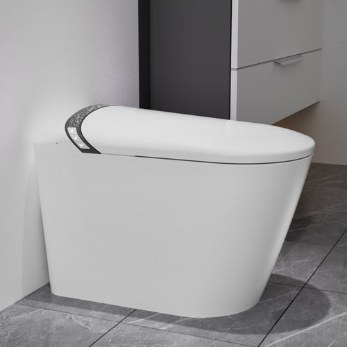Elongated Smart Toilet with Bidet Built In, Tankless, Auto Open/Close, White