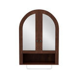 Wall Mounted Arched Mirrored Cabinet with Adjustable Shelves