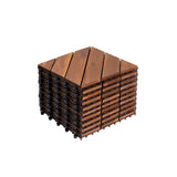 Acacia Wood Interlocking Deck Tiles 12x12" Diagonal Pattern