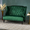 Emerald Velvet Loveseat Modern Glam Style Plush Upholstery Luxury
