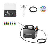 Airbrush Kit, 1/6 HP, Air Brush Kit with Air Compressor, 1 Dual-Action Professio