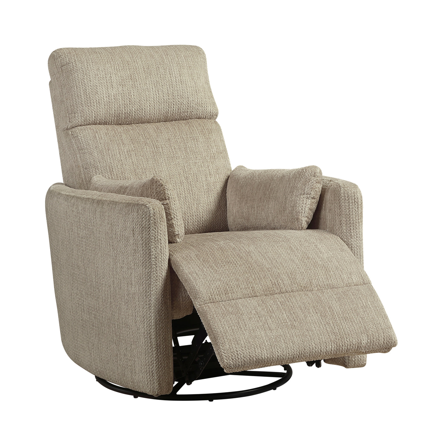 Brown Microfiber Swivel Glider Recliner with Pillows