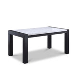 Modern White Faux Marble Dining Table with Charcoal Legs