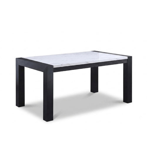 Modern White Faux Marble Dining Table with Charcoal Legs