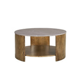 Round Coffee Table - Modern - Faux Marble Top - 36" with Shelf