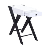 Accent Table - Modern - White & Black - Built-In USB Port & Drawer