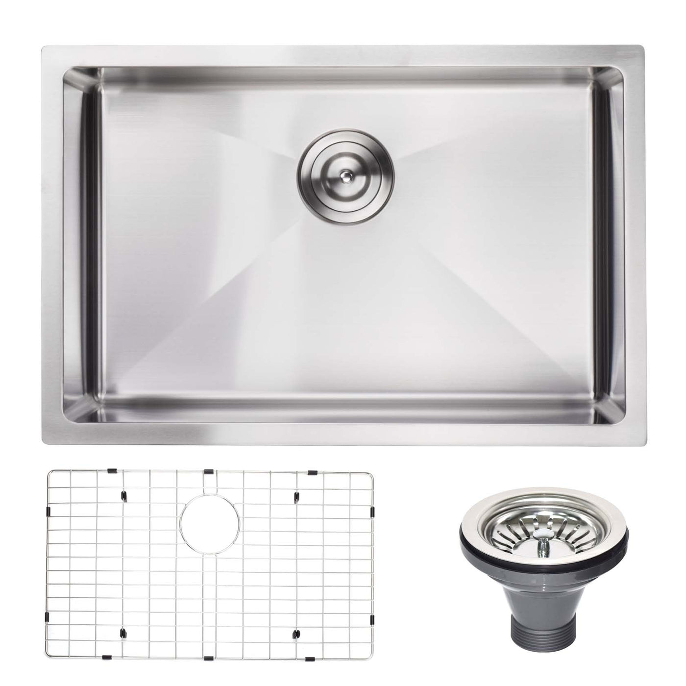 27" x 18" Undermount Kitchen Sink With Grid