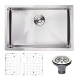 27" x 18" Undermount Kitchen Sink With Grid