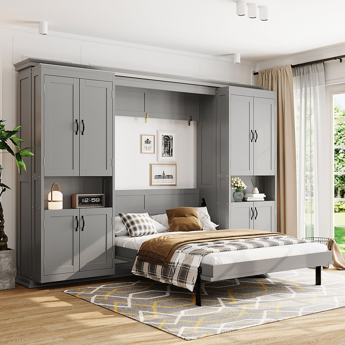 Full Engineered Wood Murphy Bed Gray