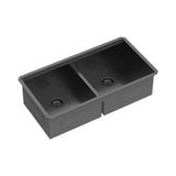 Double Bowl (50/50) Undermount Kitchen Sink- 36"x19"x10" Gunmetal Black 16 Gauge