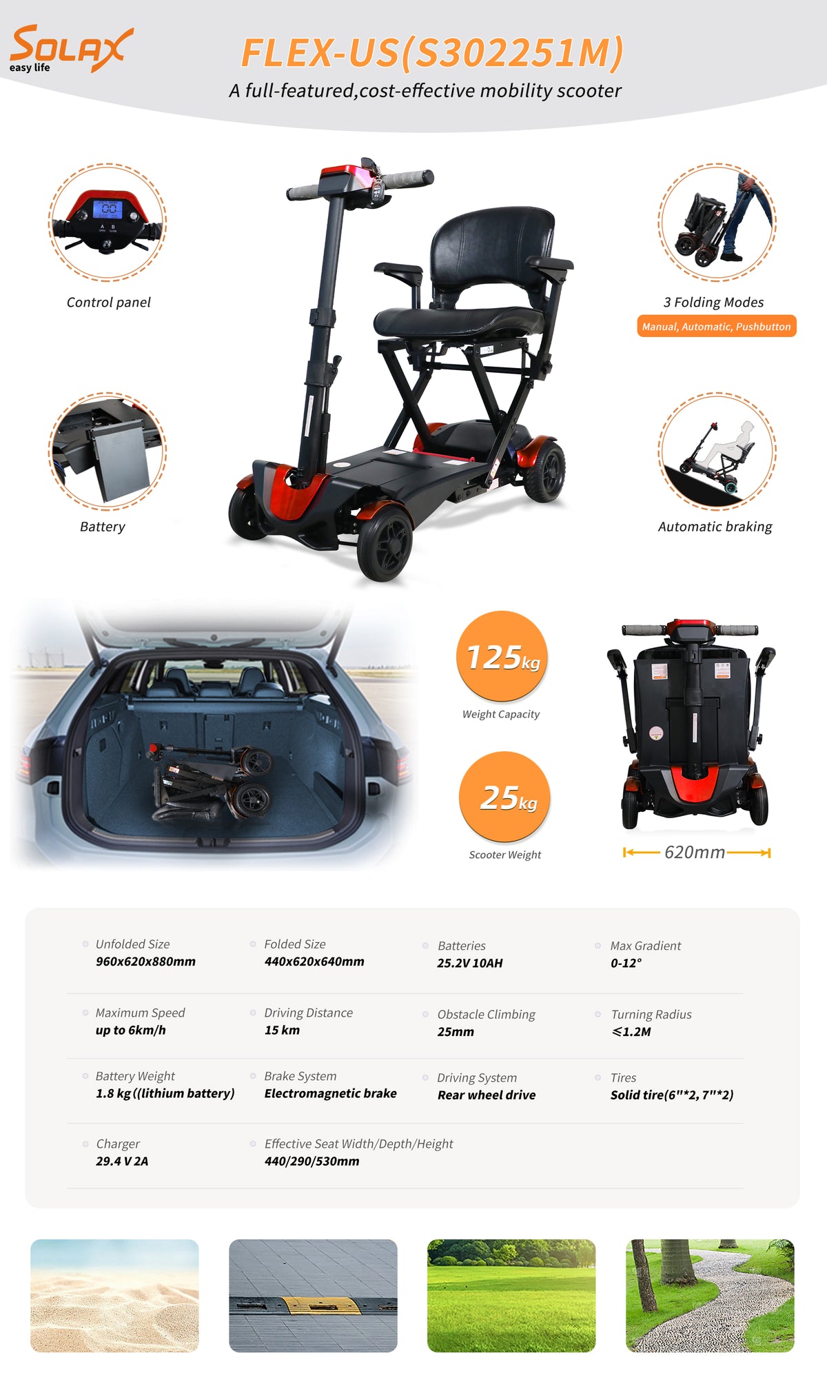 Mobility Scooter Foldable Red