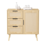 Modern Rattan Wood Dresser Wood Storage Cabinet Sideboard for Bedroom