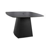 44" Rounded Square Outdoor Pedestal Dining Table Black