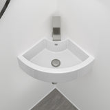 Modern White Triangle Porcelain Ceramic Wall Mount Vessel Sink with Single Fauce