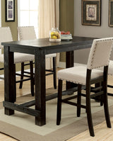 Black Distressed Bar Table with Center Beam Support