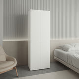 2 Door White Armoire Closet System with Hanging Rod Storage Shelf