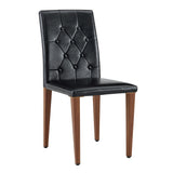 Set of 4 Metal Dining Chair Black/Walnut