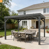 Pergola Wood Gray Open Roof Vine Garden 11.9x9.8ft