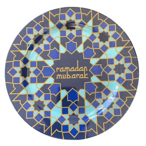 Ramadan Navy Geometric Melamine Dinner Plate Set